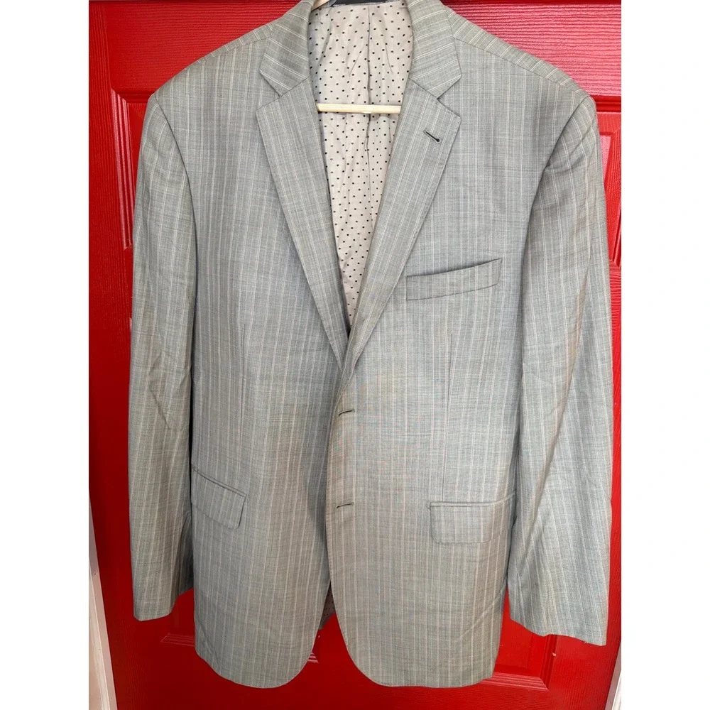 Zanetti Elements Mens Grey Pinstripe 100% Wool Blazer Jacket Size‎ 42L SOLE/DHO